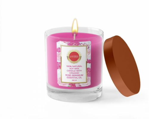 100% Pure Organic Rose Essential Oil Soy Candle